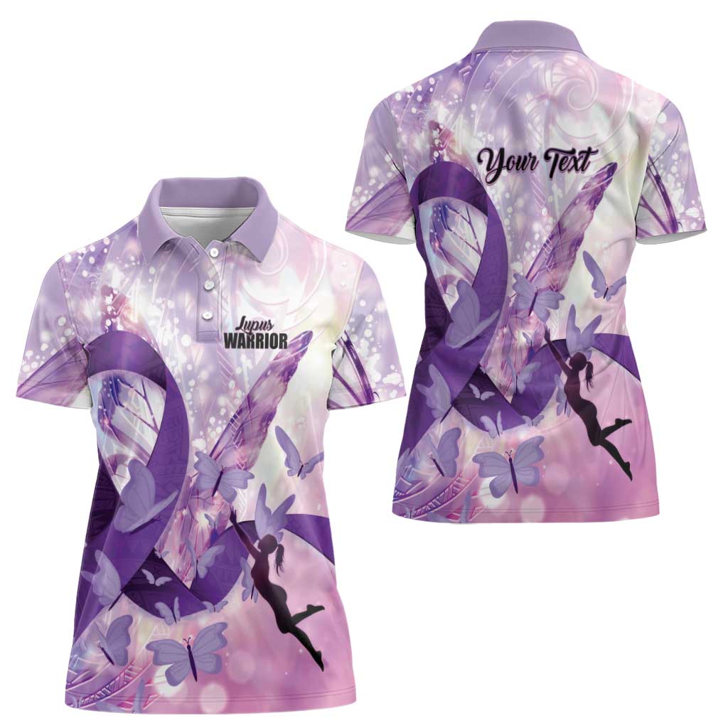 Personalized Polynesian Lupus Awareness Women Polo Shirt Butterfly Hologram Lupus Warrior LT01 - Polynesian Pride
