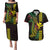 Hawaii Kakau Hammerhead Shark Couples Matching Puletasi and Hawaiian Shirt Neon Plumeria Pattern