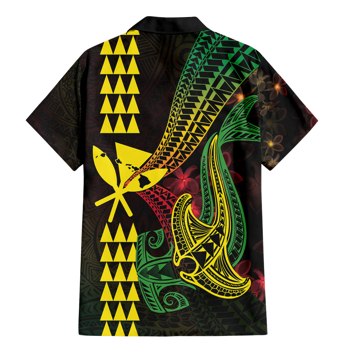 Hawaii Kakau Hammerhead Shark Family Matching Mermaid Dress and Hawaiian Shirt Neon Plumeria Pattern