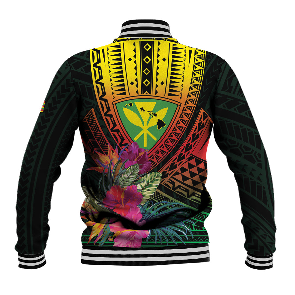 Hawaii Kanaka Maoli Flag Day Baseball Jacket Tropical Flowers