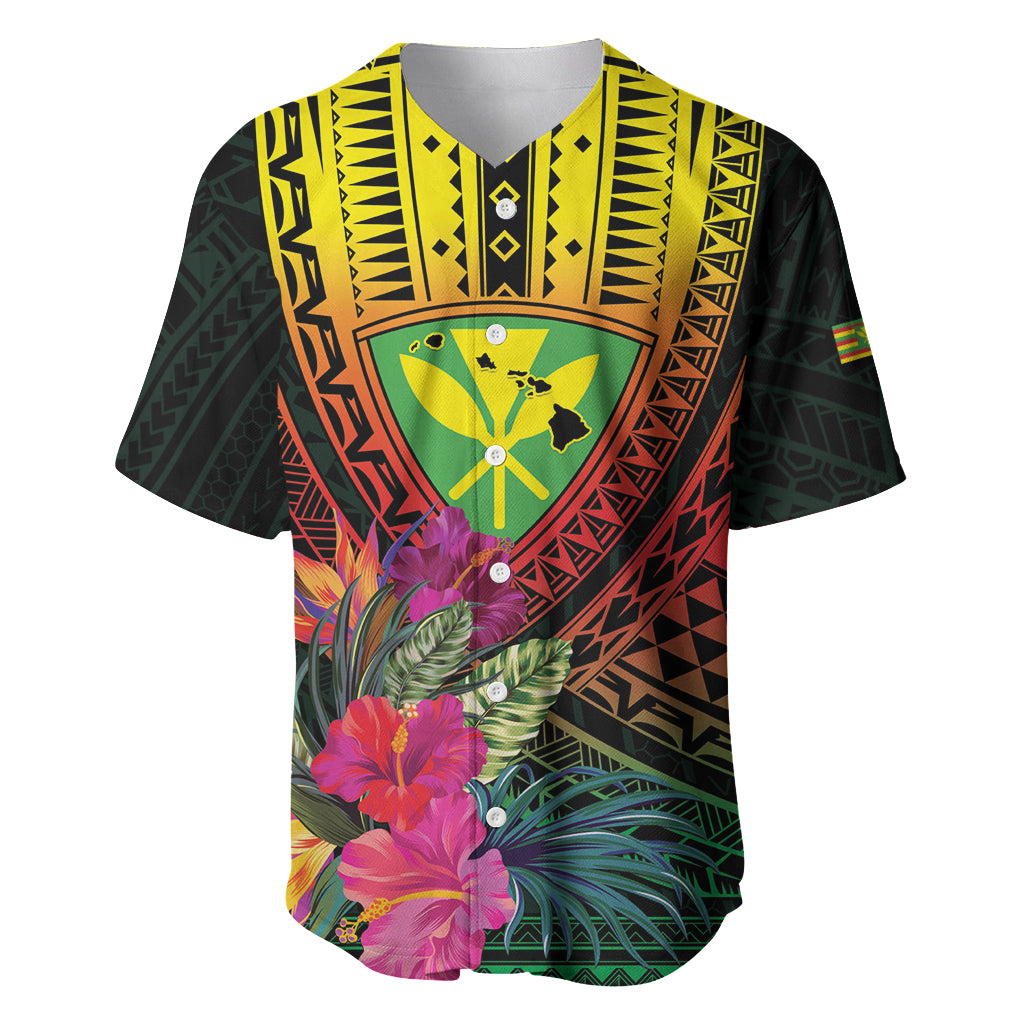 Hawaii Kanaka Maoli Flag Day Baseball Jersey Tropical Flowers