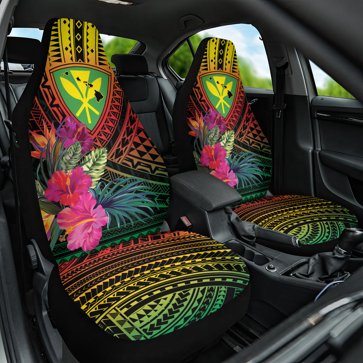 Hawaii Kanaka Maoli Flag Day Car Seat Cover Tropical Flowers