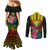 Hawaii Kanaka Maoli Flag Day Couples Matching Mermaid Dress and Long Sleeve Button Shirt Tropical Flowers