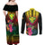 Hawaii Kanaka Maoli Flag Day Couples Matching Off Shoulder Maxi Dress and Long Sleeve Button Shirt Tropical Flowers