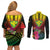 Hawaii Kanaka Maoli Flag Day Couples Matching Off Shoulder Short Dress and Long Sleeve Button Shirt Tropical Flowers