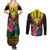 Hawaii Kanaka Maoli Flag Day Couples Matching Summer Maxi Dress and Long Sleeve Button Shirt Tropical Flowers