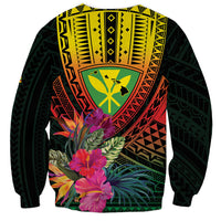 Hawaii Kanaka Maoli Flag Day Sweatshirt Tropical Flowers