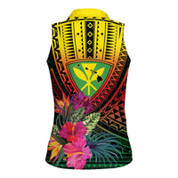 Hawaii Kanaka Maoli Flag Day Women Sleeveless Polo Shirt Tropical Flowers