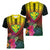Hawaii Kanaka Maoli Flag Day Women V-Neck T-Shirt Tropical Flowers