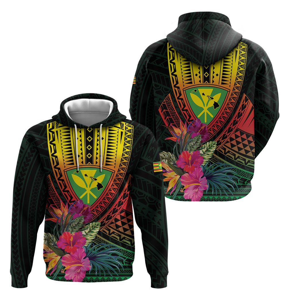 Hawaii Kanaka Maoli Flag Day Zip Hoodie Tropical Flowers