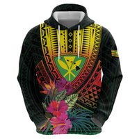 Hawaii Kanaka Maoli Flag Day Zip Hoodie Tropical Flowers