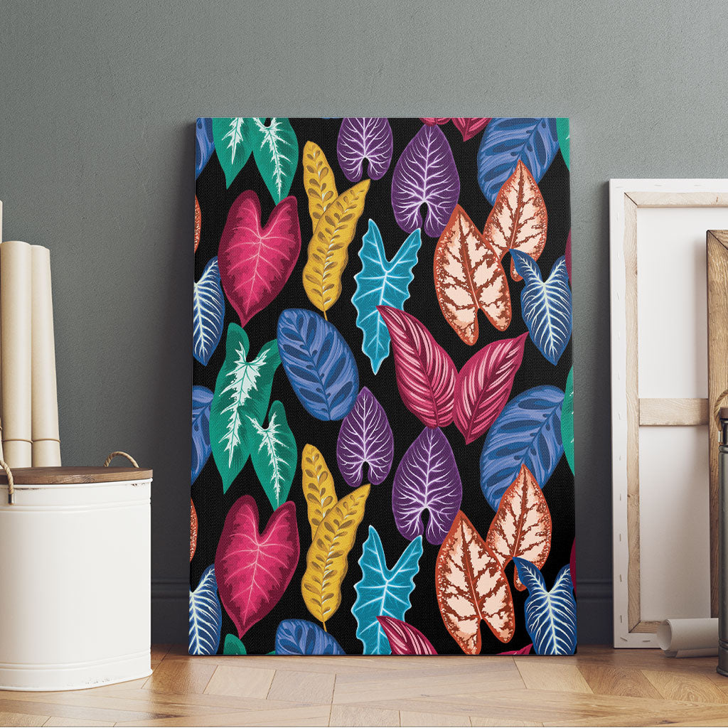Hawaii Colorful Tropical Leaves Canvas Wall Art