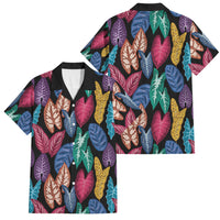 Hawaii Colorful Tropical Leaves Family Matching Summer Maxi Dress and Hawaiian Shirt