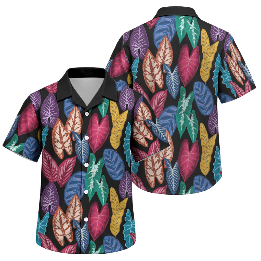 Hawaii Colorful Tropical Leaves Family Matching Summer Maxi Dress and Hawaiian Shirt