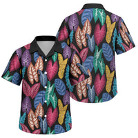 Hawaii Colorful Tropical Leaves Family Matching Summer Maxi Dress and Hawaiian Shirt