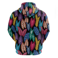 Hawaii Colorful Tropical Leaves Zip Hoodie