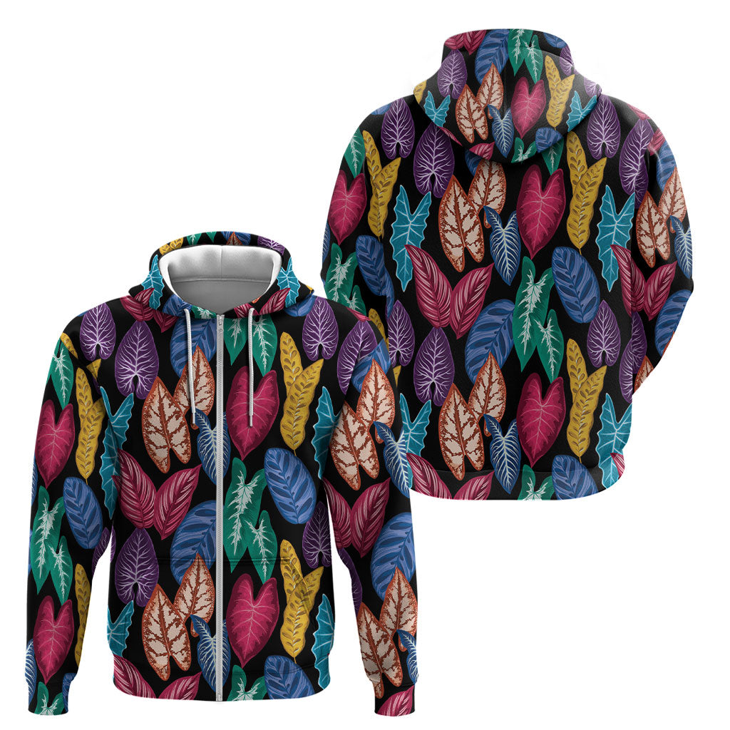 Hawaii Colorful Tropical Leaves Zip Hoodie