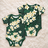 Hawaii Hibiscus Plumeria Green Baby Onesie Polynesian Pattern