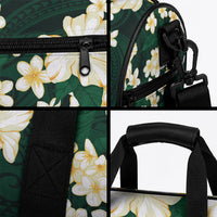 Hawaii Hibiscus Plumeria Green Duffle Bag Polynesian Pattern