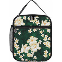 Hawaii Hibiscus Plumeria Green Lunch Bag Polynesian Pattern
