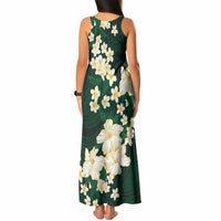 Hawaii Hibiscus Plumeria Green Tank Maxi Dress Polynesian Pattern