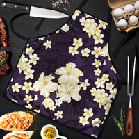 Hawaii Hibiscus Plumeria Purple Apron Polynesian Pattern