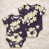 Hawaii Hibiscus Plumeria Purple Baby Onesie Polynesian Pattern