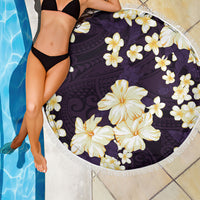Hawaii Hibiscus Plumeria Purple Beach Blanket Polynesian Pattern