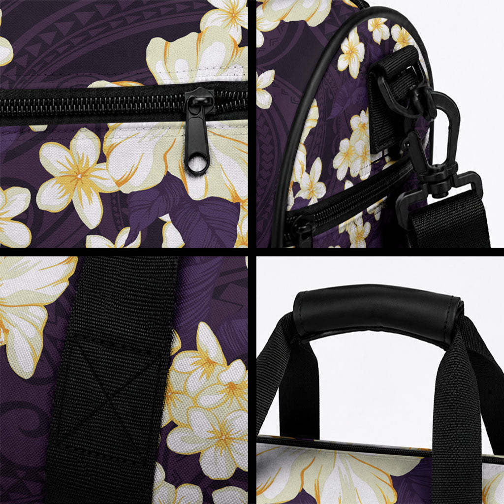 Hawaii Hibiscus Plumeria Purple Duffle Bag Polynesian Pattern