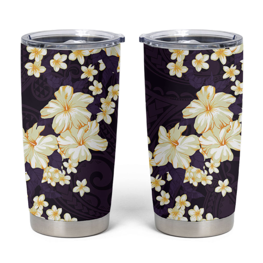 Hawaii Hibiscus Plumeria Purple Tumbler Cup Polynesian Pattern LT01 Purple - Polynesian Pride