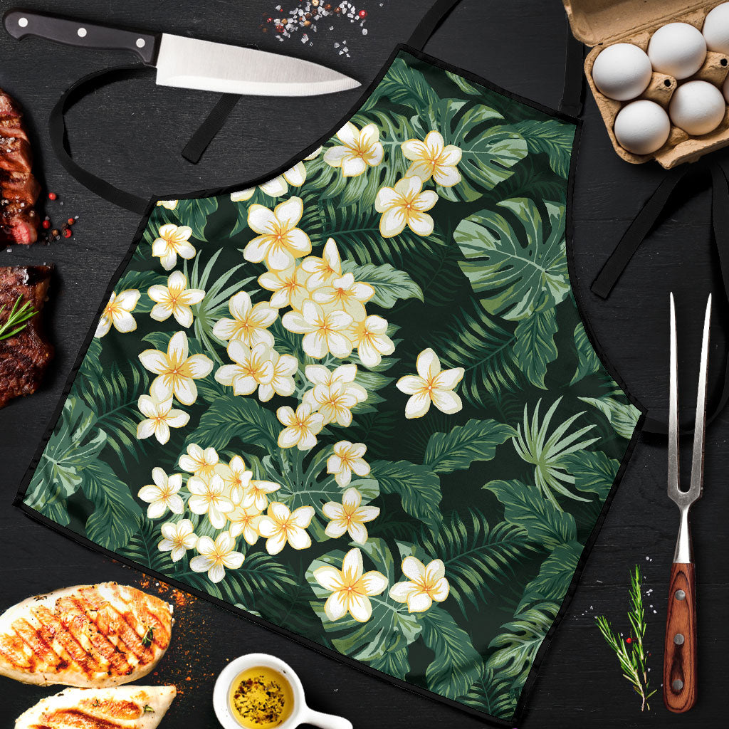Hawaii Plumeria Tropical Leaves Apron Monstera Calathea Palm Fronds
