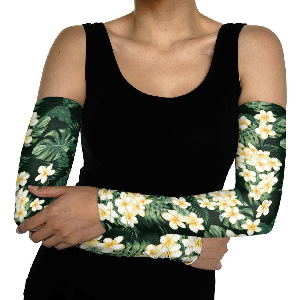 Hawaii Plumeria Tropical Leaves Arm Sleeves Monstera Calathea Palm Fronds