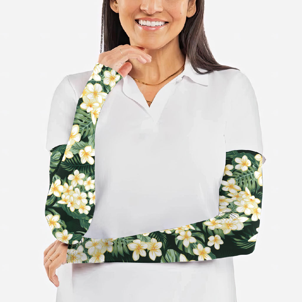 Hawaii Plumeria Tropical Leaves Arm Sleeves Monstera Calathea Palm Fronds