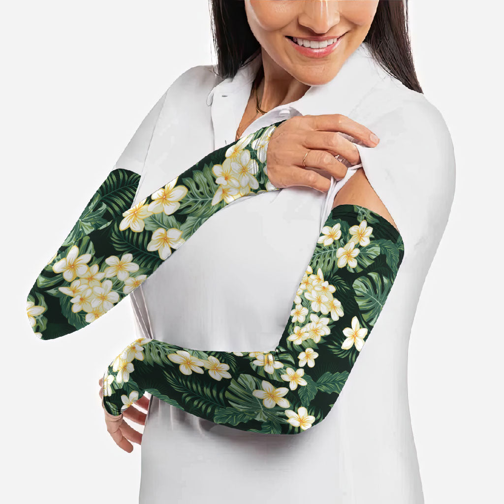 Hawaii Plumeria Tropical Leaves Arm Sleeves Monstera Calathea Palm Fronds