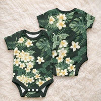 Hawaii Plumeria Tropical Leaves Baby Onesie Monstera Calathea Palm Fronds