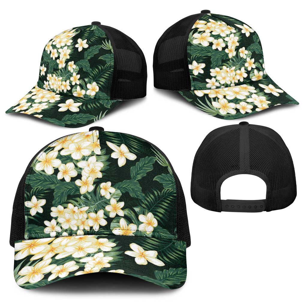 Hawaii Plumeria Tropical Leaves Baseball Net Cap Monstera Calathea Palm Fronds