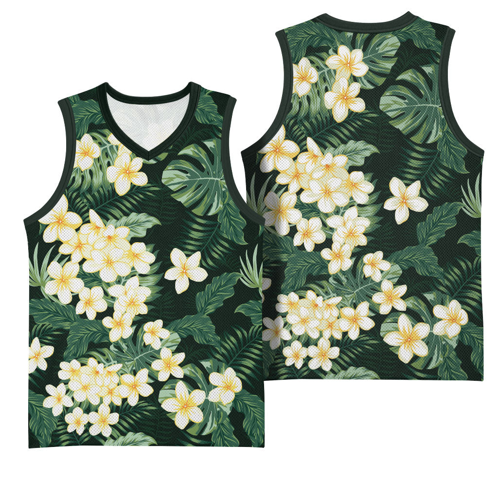 Hawaii Plumeria Tropical Leaves Basketball Jersey Monstera Calathea Palm Fronds