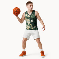 Hawaii Plumeria Tropical Leaves Basketball Jersey Monstera Calathea Palm Fronds