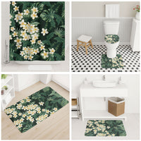 Hawaii Plumeria Tropical Leaves Bathroom Set Monstera Calathea Palm Fronds