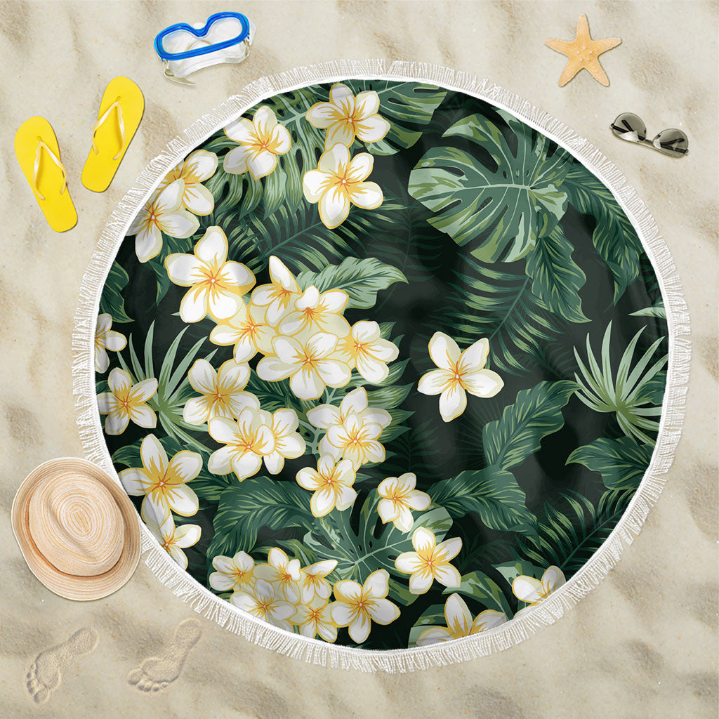 Hawaii Plumeria Tropical Leaves Beach Blanket Monstera Calathea Palm Fronds