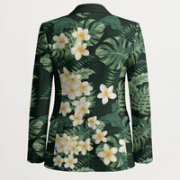 Hawaii Plumeria Tropical Leaves Blazer Monstera Calathea Palm Fronds