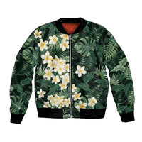 Hawaii Plumeria Tropical Leaves Bomber Jacket Monstera Calathea Palm Fronds