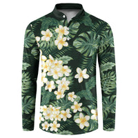 Hawaii Plumeria Tropical Leaves Button Sweatshirt Monstera Calathea Palm Fronds