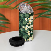 Hawaii Plumeria Tropical Leaves 4 in 1 Can Cooler Tumbler Monstera Calathea Palm Fronds