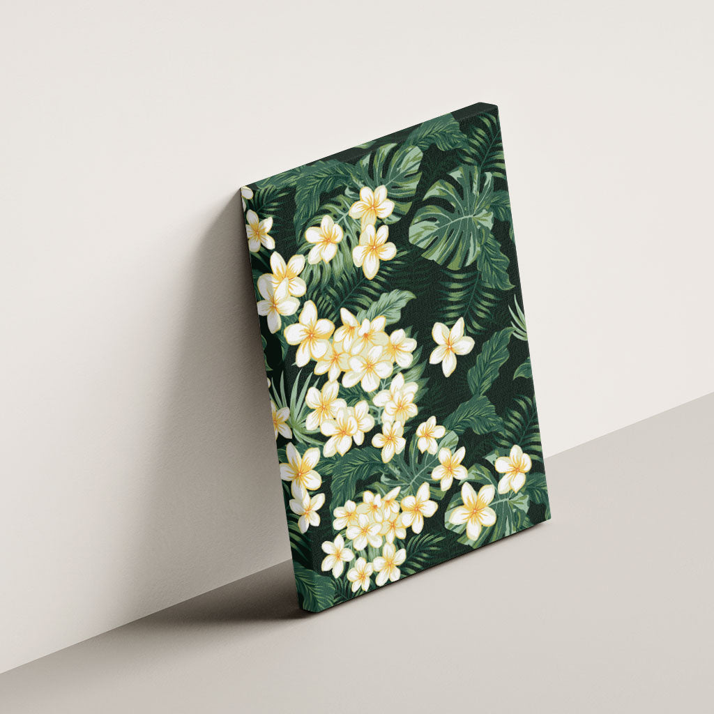 Hawaii Plumeria Tropical Leaves Canvas Wall Art Monstera Calathea Palm Fronds