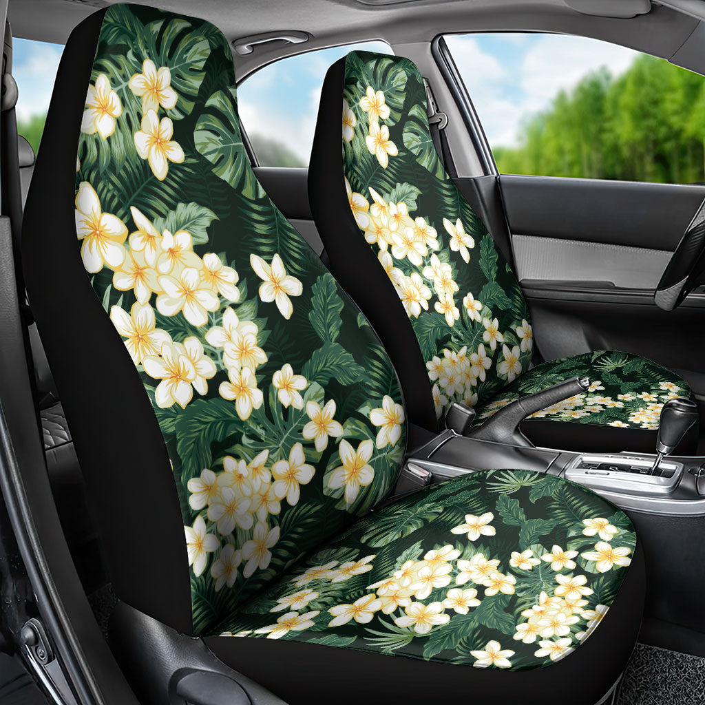 Hawaii Plumeria Tropical Leaves Car Seat Cover Monstera Calathea Palm Fronds