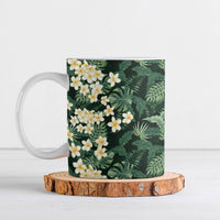 Hawaii Plumeria Tropical Leaves Ceramic Mug Monstera Calathea Palm Fronds