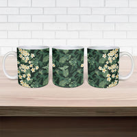 Hawaii Plumeria Tropical Leaves Ceramic Mug Monstera Calathea Palm Fronds