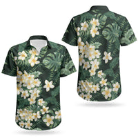 Hawaii Plumeria Tropical Leaves Couples Matching Summer Maxi Dress and Hawaiian Shirt Monstera Calathea Palm Fronds