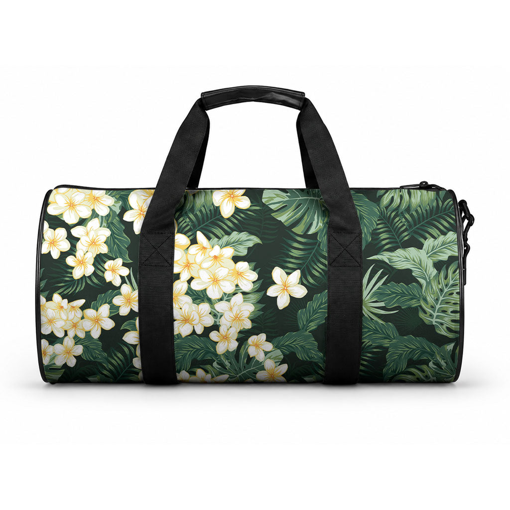 Hawaii Plumeria Tropical Leaves Duffle Bag Monstera Calathea Palm Fronds
